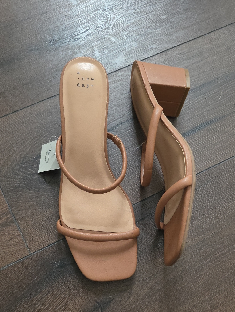 a new day Tan Strappy Block Heel Sandals